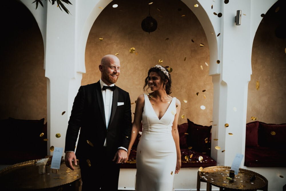 Best Morocco Wedding Videographer 9 a couple on their riad marrakech wedding