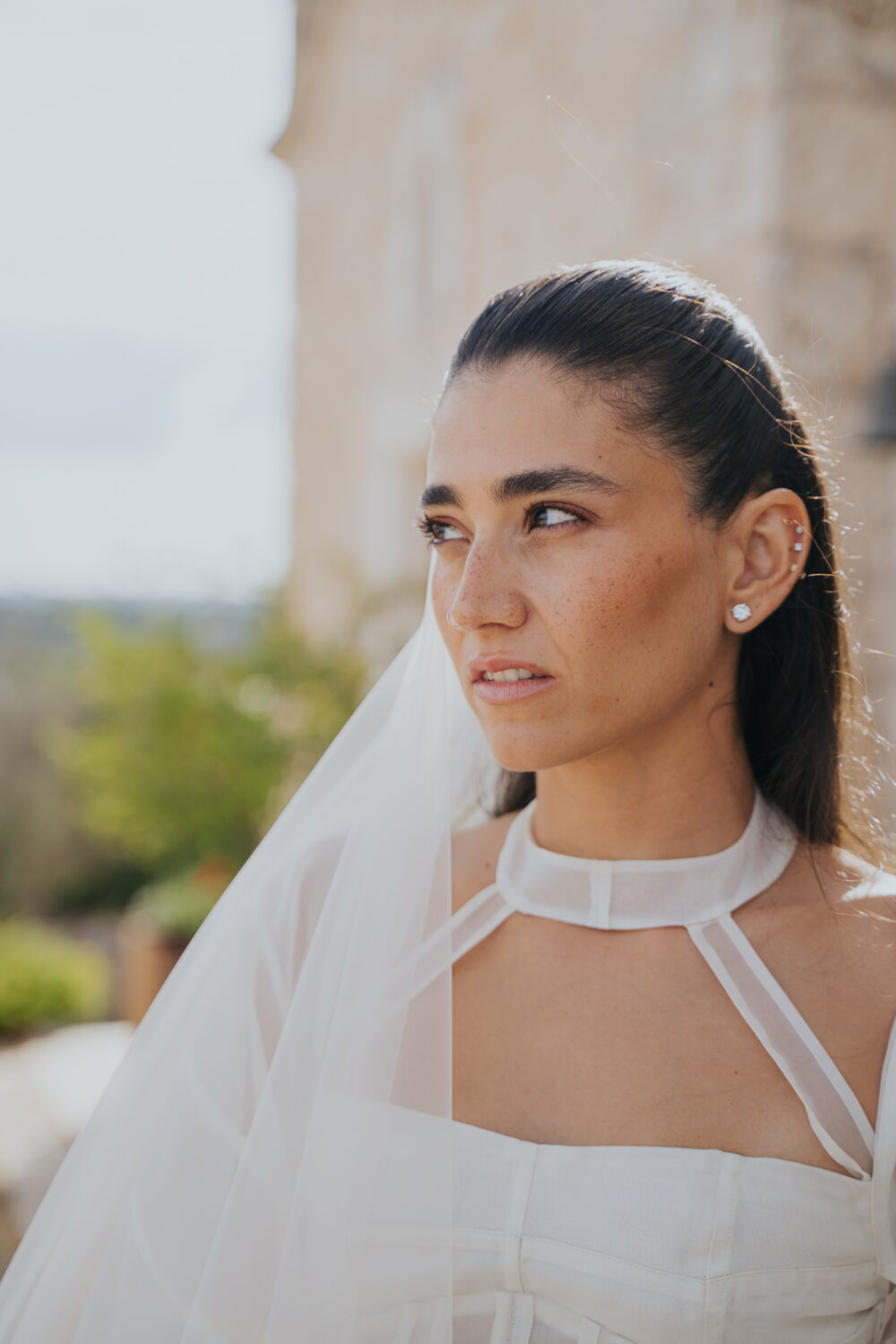 Masseria San Paolo Grande Wedding: Yasemin & Omer's Ostuni Celebration 41 Bride and groom portrait in the gardens before the ceremony at Masseria San Paolo Grande