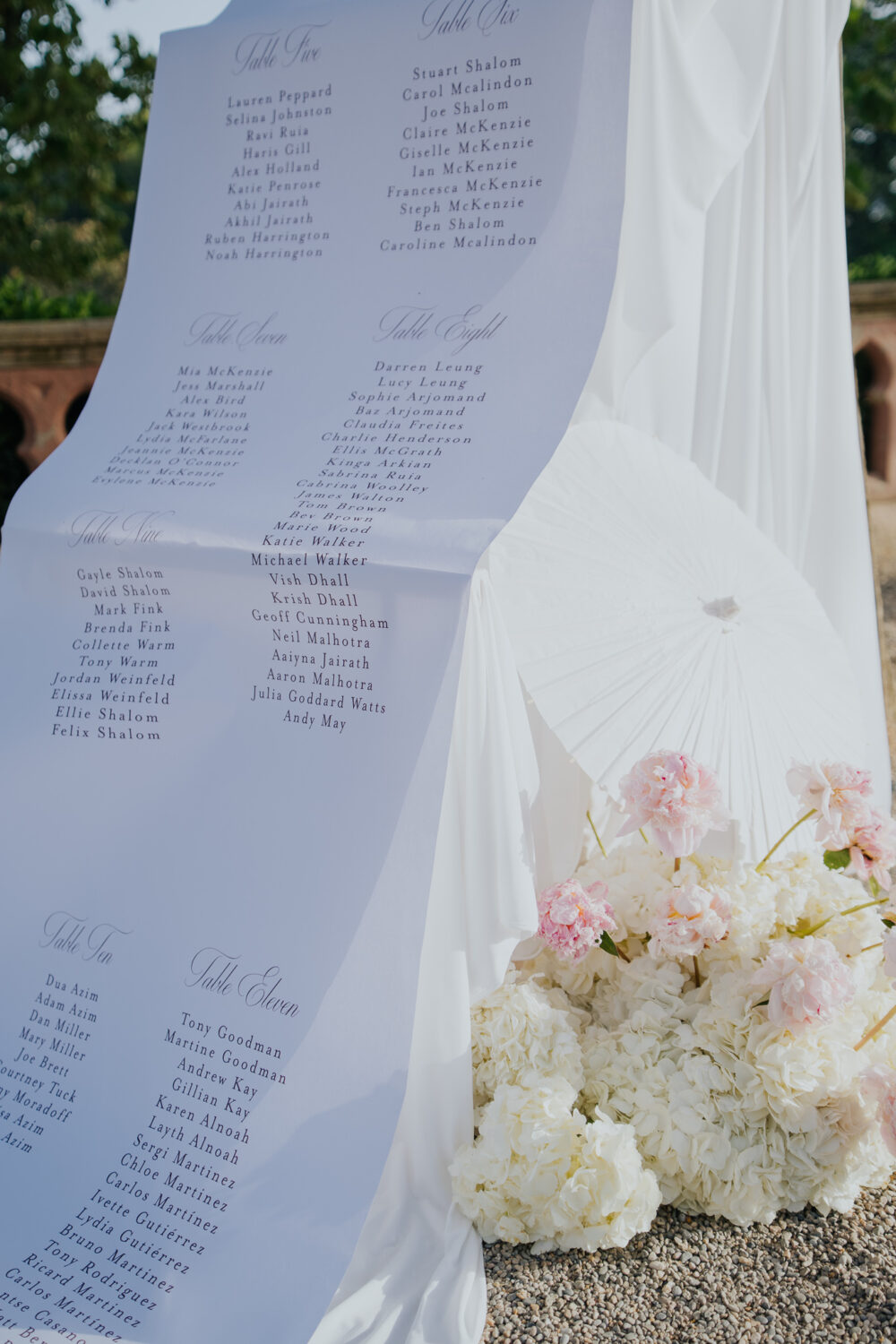 Reception table decorated with deep red florals, candles and a wax-sealed menu card